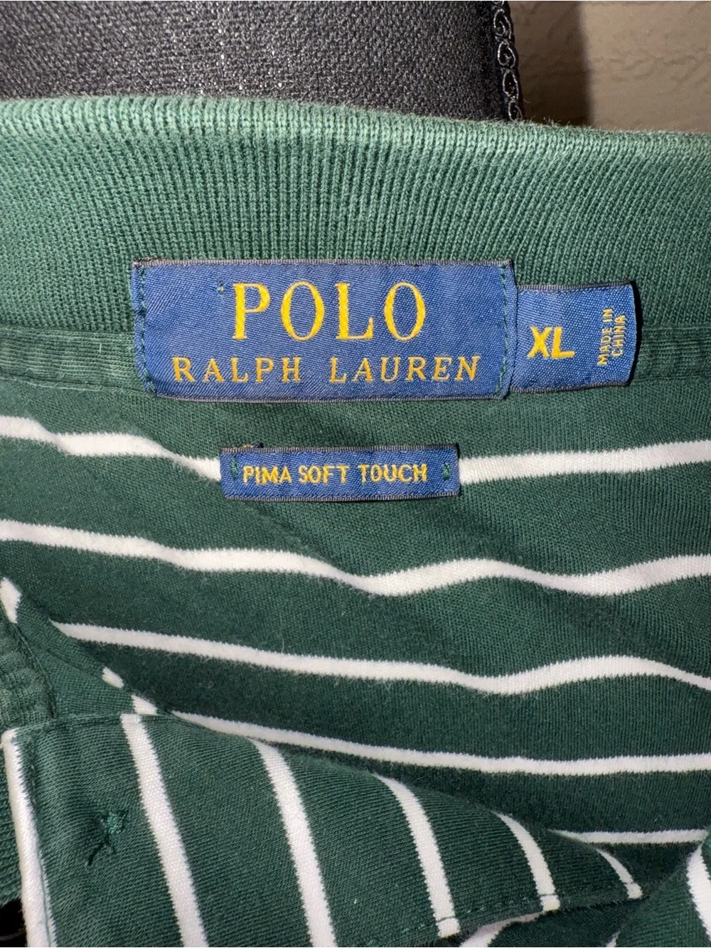 Polo Ralph‎ Lauren Green Stripe Pima Polo Preppy Golf Dadcore Coastal XL